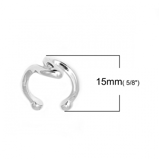 Immagine di Orecchino a Clip Tono Argento Onda 15mm x 14mm , 1 Pz