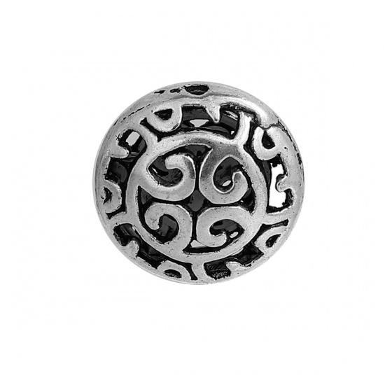 Picture of Zinc Based Alloy Spacer Beads Round Antique Silver Color Hollow About 16mm Dia, Hole: Approx 1.2mm, 10 PCs