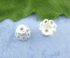 Picture of Alloy Filigree Beads Caps Cup Flower Silver Plated (Fits 6mm Beads) 6mm x 5mm, 600 PCs