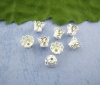 Picture of Alloy Filigree Beads Caps Cup Flower Silver Plated (Fits 6mm Beads) 6mm x 5mm, 600 PCs