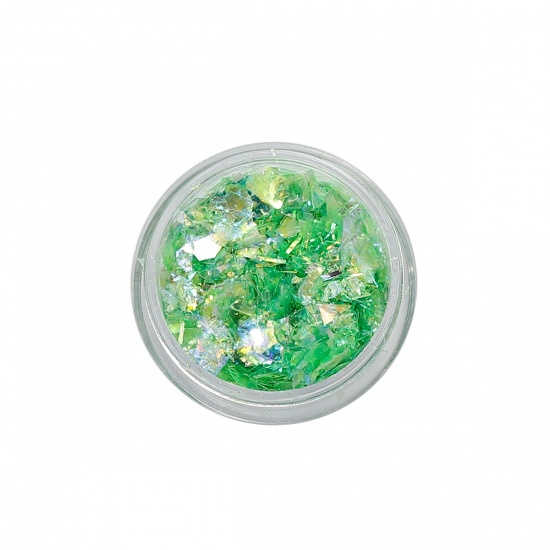 Immagine di Misto Strumenti di Gioielli in Resina Imitazione Carta di Conchiglia Frammenti di Carta Glitterata Verde 30mm Dia., 1 Pz