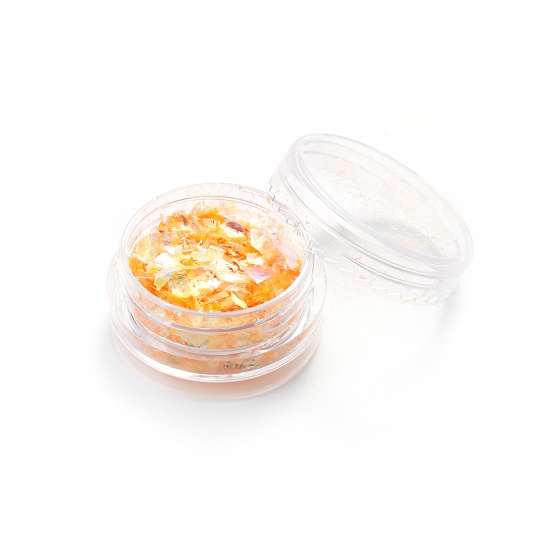 Picture of Resin Jewelry DIY Making Craft Pearl Shell Laminate Paper Glitter Fragments Orange 30mm(1 1/8") Dia., 1 Piece
