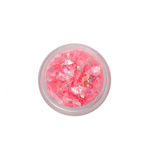 Picture of Resin Jewelry DIY Making Craft Pearl Shell Laminate Paper Glitter Fragments Fuchsia 30mm(1 1/8") Dia., 1 Piece