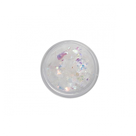 Picture of Resin Jewelry DIY Making Craft Pearl Shell Laminate Paper Glitter Fragments White 30mm(1 1/8") Dia., 1 Piece