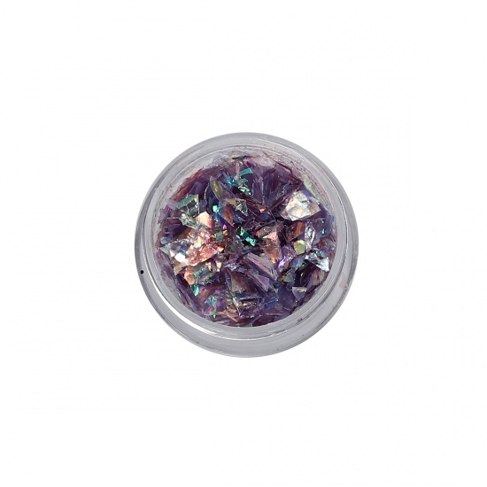 Immagine di Misto Strumenti di Gioielli in Resina Imitazione Carta di Conchiglia Frammenti di Carta Glitterata Colore Viola 30mm Dia., 1 Pz