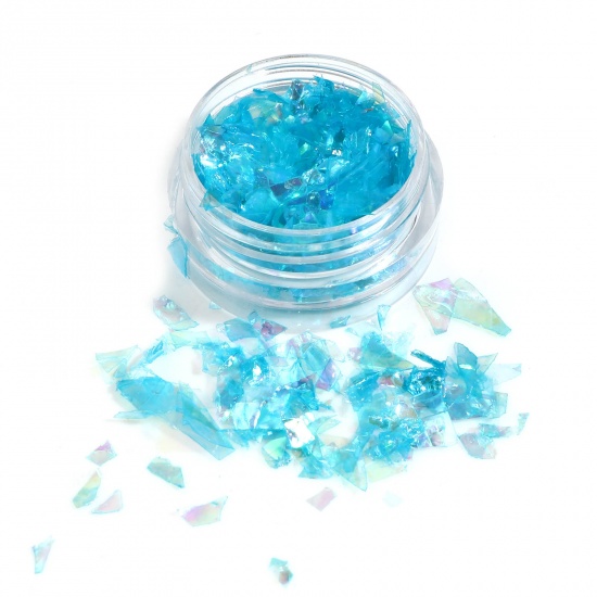 Picture of Resin Jewelry DIY Making Craft Pearl Shell Laminate Paper Glitter Fragments Blue 30mm(1 1/8") Dia., 1 Piece