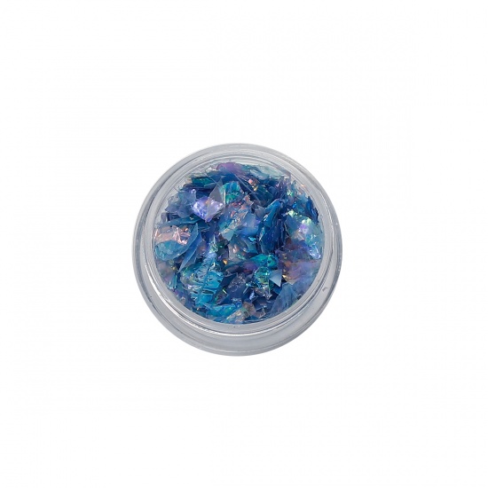 Picture of Resin Jewelry DIY Making Craft Pearl Shell Laminate Paper Glitter Fragments Blue 30mm(1 1/8") Dia., 1 Piece