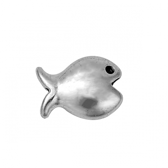 Immagine di Lega di Zinco Perline Pesce Argento Antico Circa 16mm x 12mm, Foro:Circa 2.2mm, 20 Pz