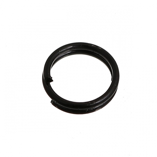 Picture of 0.6mm Iron Based Alloy Double Split Jump Rings Findings Round Black 6mm Dia, 500 PCs