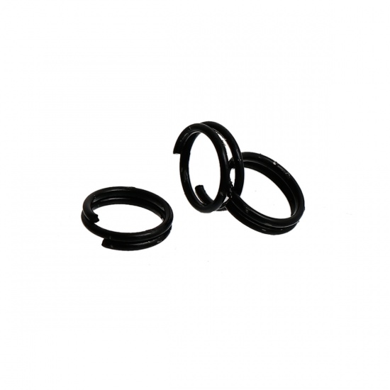 Picture of 0.6mm Iron Based Alloy Double Split Jump Rings Findings Round Black 6mm Dia, 500 PCs