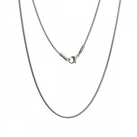 Stainless Steel Snake Chain Necklace Silver Tone 42cm(16 4/8") long, Chain Size: 1.3mm, 1 Piece