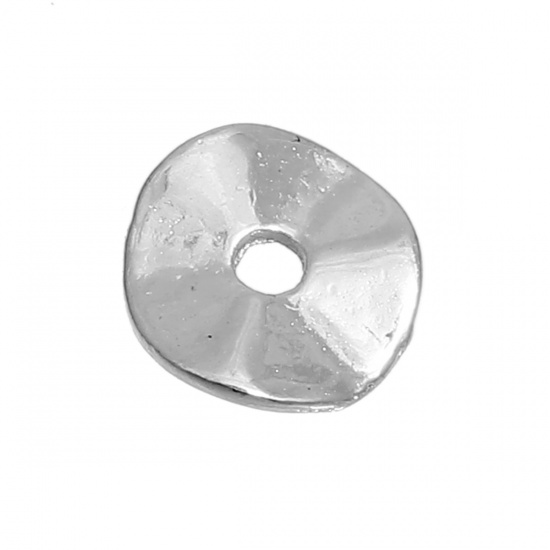 Picture of Zinc Based Alloy Wavy Spacer Beads Silver Tone About 6mm Dia, Hole: Approx 1.2mm, 50 PCs