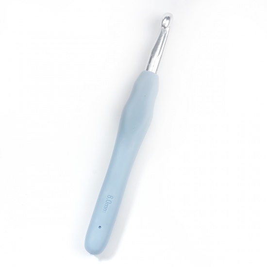 Picture of 8mm TPR Aluminum Crochet Hooks Blue 13.9cm(5 4/8") long, 2 PCs