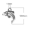 Picture of Zinc Based Alloy Charms Fish Animal Antique Silver 12mm( 4/8") x 10mm( 3/8"), 30 PCs