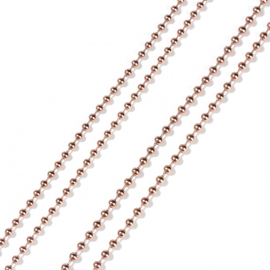 Immagine di Acciaio Inossidabile Catena a Pallini Collana Oro Rosa lunghezza: 75.5cm , Dimensione della Catena: 2.4mm 1 Pz