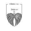 Picture of Zinc Based Alloy Pendants Heart Wing Antique Silver (Can Hold ss7 Pointed Back Rhinestone) 49mm(1 7/8") x 44mm(1 6/8"), 2 PCs