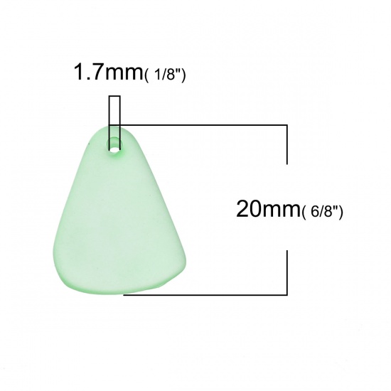 Picture of Resin Sea Glass Charms Triangle Green Frosted 20mm( 6/8") x 15mm( 5/8"), 5 PCs