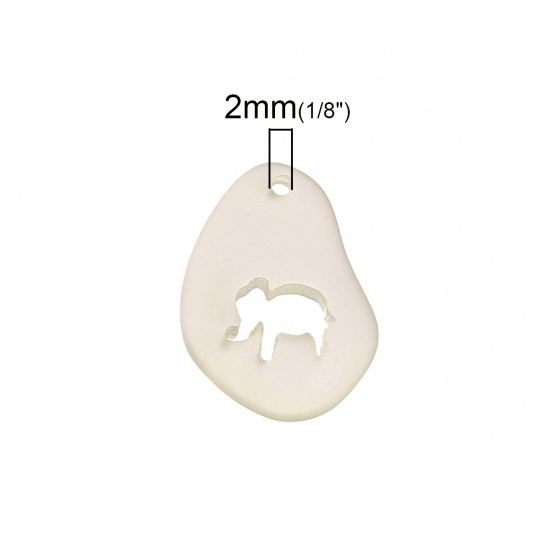 Picture of Resin Sea Glass Charms Elephant Animal Drop Yellow Frosted 25mm x18mm(1" x 6/8") - 24mm x18mm(1" x 6/8"), 5 PCs