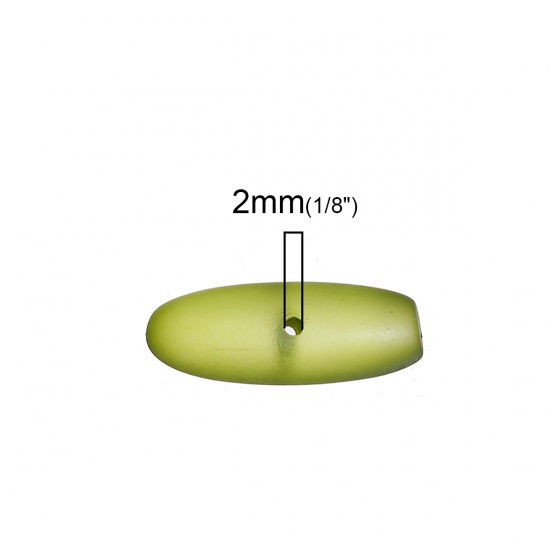 Immagine di Resina Separatori Perline Ovale Combattimento-Verde Smerigliato Circa 26mm x 10mm, Foro: Circa 2mm, 5 Pz