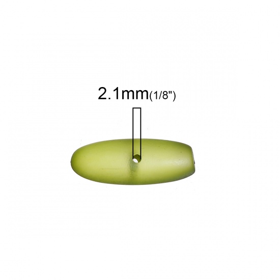 Immagine di Resina Separatori Perline Ovale Combattimento-Verde Smerigliato Circa 29mm x 11mm, Foro: Circa 2.1mm, 5 Pz