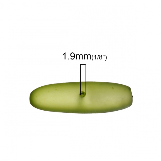 Immagine di Resina Separatori Perline Ovale Combattimento-Verde Smerigliato Circa 35mm x 10mm, Foro: Circa 1.9mm, 5 Pz