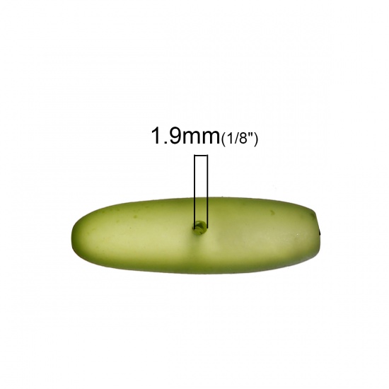 Bild von Harz Zwischenperlen Spacer Seeglas Perlen Oval Militärgrün Matt 35mm x 10mm - 34mm x10mm Loch: 1.9mm, 5 Stück