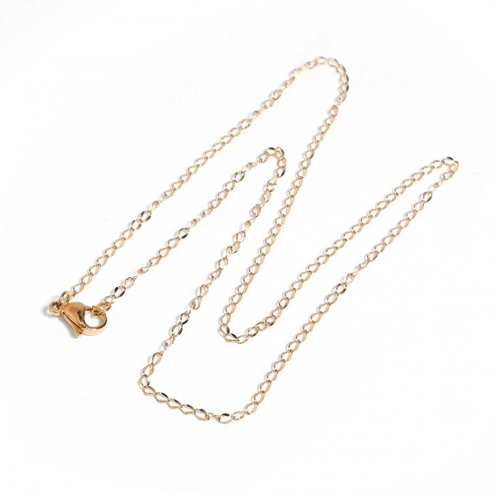 Picture of 304 Stainless Steel Link Curb Chain Necklace Gold Plated 45cm(17 6/8") long, Chain Size: 3x1.8mm( 1/8" x 1/8"), 1 Piece
