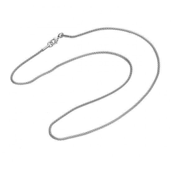 Picture of 304 Stainless Steel Lantern Chain Necklace Silver Tone 45cm(17 6/8") long, Chain Size: 1.9mm, 1 Piece