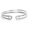 Picture of 304 Stainless Steel Safety Pin Open Cuff Bangles Bracelets Silver Tone Elastic 18cm(7 1/8") long, 1 Piece