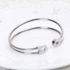 Picture of 304 Stainless Steel Safety Pin Open Cuff Bangles Bracelets Silver Tone Elastic 18cm(7 1/8") long, 1 Piece