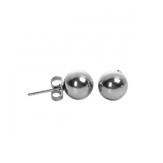 Picture of 304 Stainless Steel Ear Post Stud Earrings Silver Tone Round 14mm( 4/8") x 4mm( 1/8"), Post/ Wire Size: (20 gauge), 1 Pair