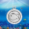 Picture of Ocean Jewelry Zinc Based Alloy Charms Whale Animal Antique Silver Round 18mm( 6/8") x 15mm( 5/8"), 30 PCs
