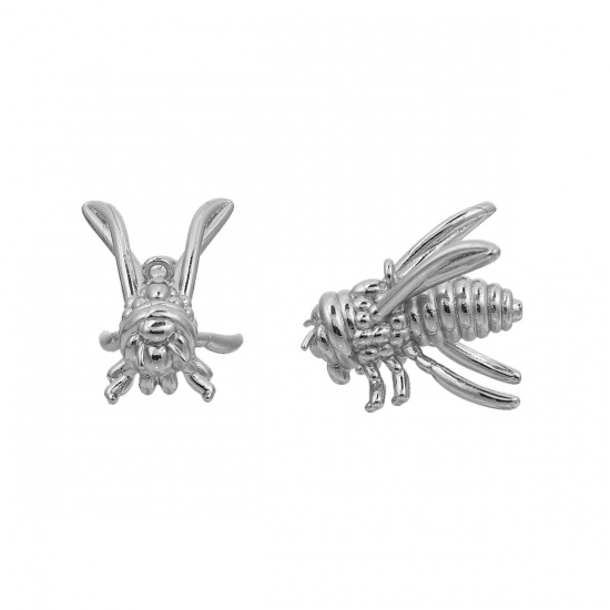 Immagine di Ottone 3D Charms Palloncino Ape Tono Argento 23mm x 17mm , 1 Pz