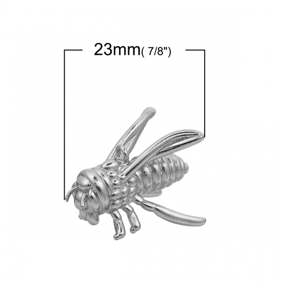 Immagine di Ottone 3D Charms Palloncino Ape Tono Argento 23mm x 17mm , 1 Pz
