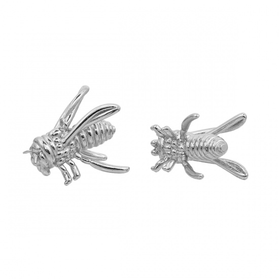 Immagine di Ottone 3D Charms Palloncino Ape Tono Argento 23mm x 17mm , 1 Pz