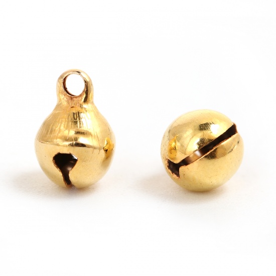 Imagen de Latón Colgantes Charms Cascabel Chapado en Oro 9mm x 6mm, 100 Unidades