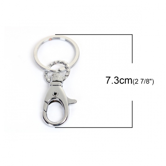 Image de Porte-Clés en Alliage de Zinc Argent Mat 73mm x 30mm, 5 Pcs