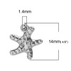 Picture of 304 Stainless Steel 3D Charms Star Fish Silver Tone 14mm( 4/8") x 13mm( 4/8"), 5 PCs