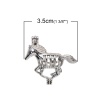Immagine di Rame Medaglione di 3D Perla Puntale Gioielli Ciondoli Cavallo Tono Argento Possibile Aprire (Adatto 8mm Perline) 35mm x 32mm , 1 Pz