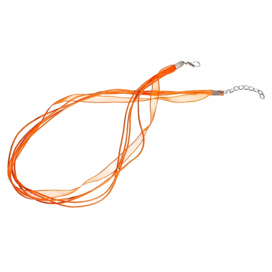 Immagine di Organza Stringa del CavoCollana Arancione lunghezza:45cm 10 Pz