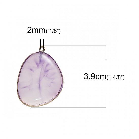 Picture of Resin Druzy/ Drusy Pendants Drop Gold Plated At Random 39mm(1 4/8") x 28mm(1 1/8"), 2 PCs