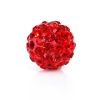 Bild von Polymer Ton + Strass Perlen Rund Rot 10mm D., Loch: 2mm, 1 Stück