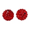 Image de Perles en Pâte Polymère+Strass Forme Balle Rouge Diamètre: 10mm, Tailles de Trous: 2mm, 1 Pièce