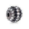 Picture of Zinc Based Alloy Beads Round Gunmetal Clear Rhinestone About 11mm Dia, Hole: Approx 2.4mm, 1 Piece