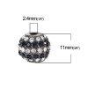 Picture of Zinc Based Alloy Beads Round Gunmetal Clear Rhinestone About 11mm Dia, Hole: Approx 2.4mm, 1 Piece