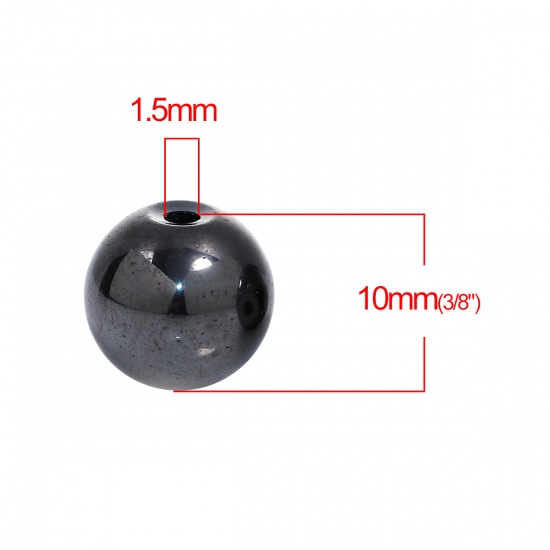 Picture of Stainless Steel Spacer Beads Round Gunmetal About 10mm( 3/8") Dia, Hole: Approx 1.5mm, 1 Piece