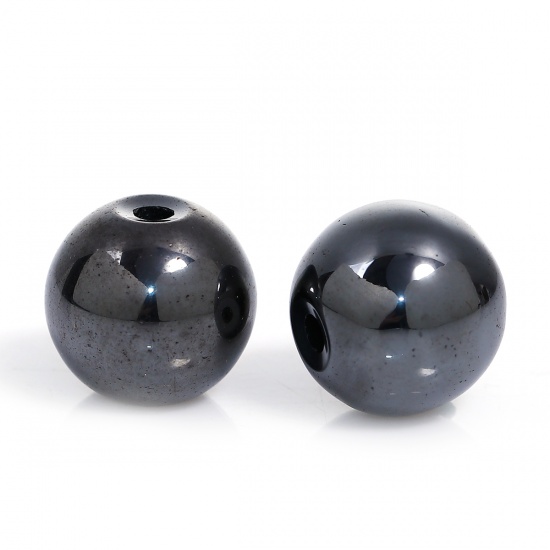 Picture of Stainless Steel Spacer Beads Round Gunmetal About 10mm( 3/8") Dia, Hole: Approx 1.5mm, 1 Piece
