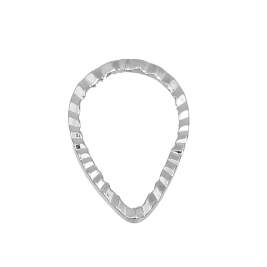 Bild von Kupfer Perlen Rahmen Tropfen Silberfarbe 10mm x 7mm, 50 Stück
