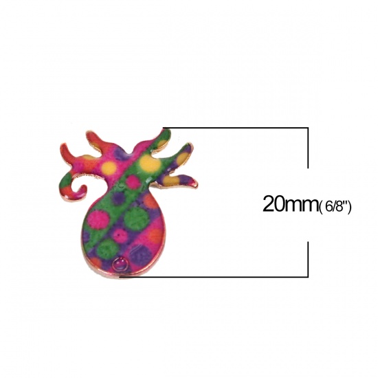 Picture of Zinc Based Alloy Mosaic Charms Octopus Gold Plated Multicolor Enamel 20mm( 6/8") x 17mm( 5/8"), 10 PCs