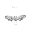 Image de Perles en Alliage de Zinc Aile Argenté à Strass Transparent 22mm x 7mm, Taille de Trou: 1.4mm, 10 Pcs